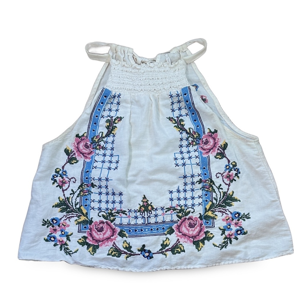 FP sleeveless embroidered top